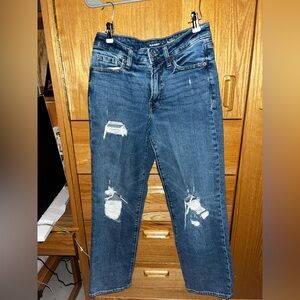 Old Navy Blue Distressed Straight Jeans